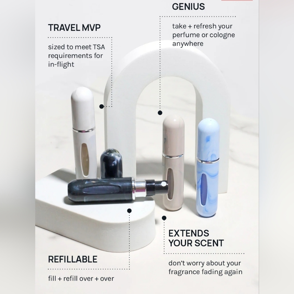 Refillable Perfume Atomizer In White Marble BNIB - Picture 6 of 8